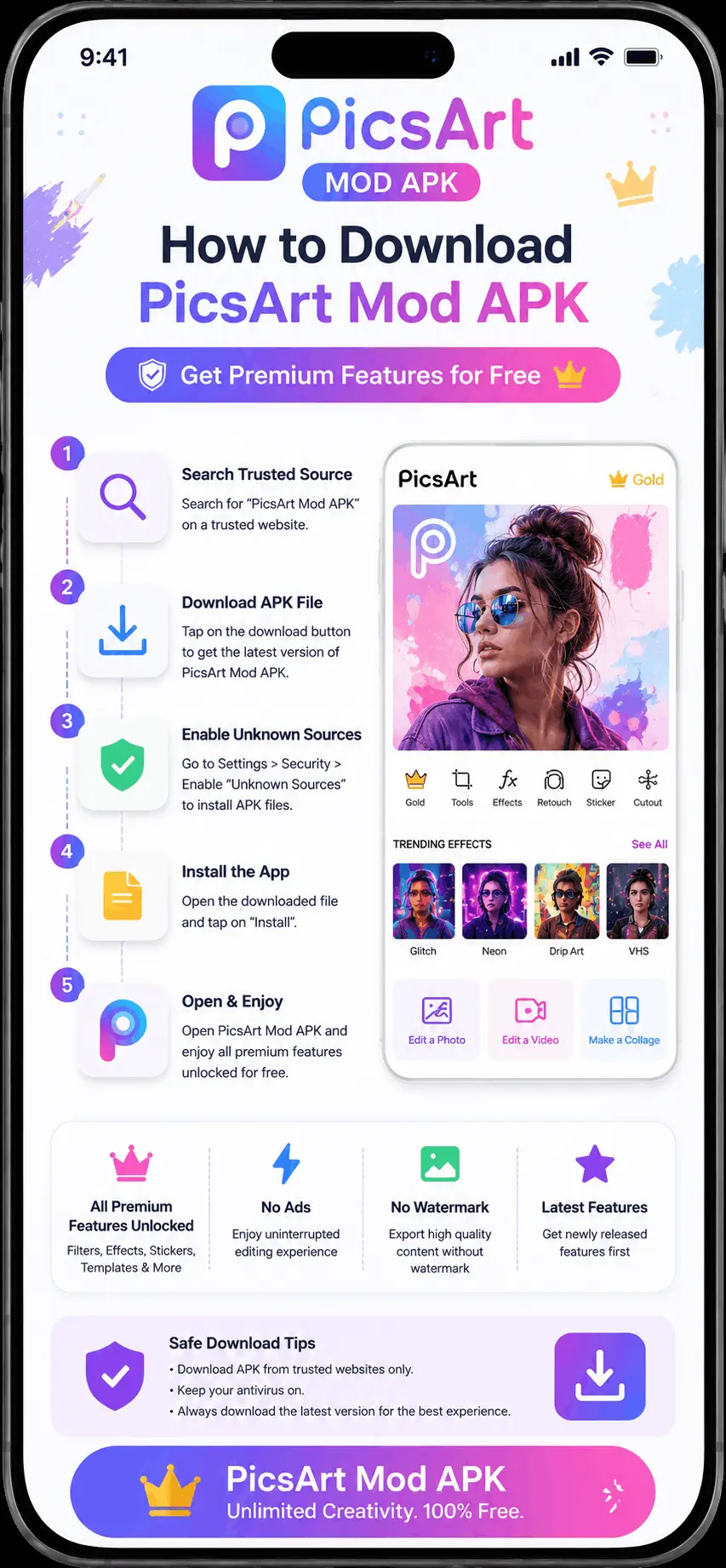 Download the latest PicsArt MOD APK for Android