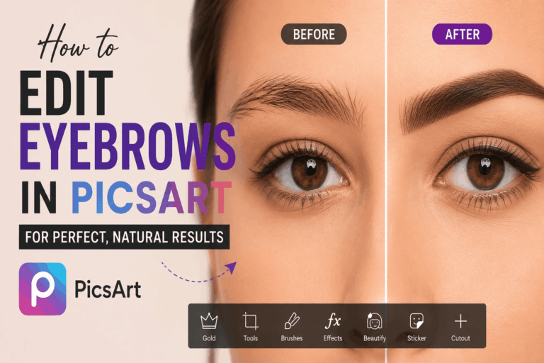 How to edit eyebrows in PicsArt step by step