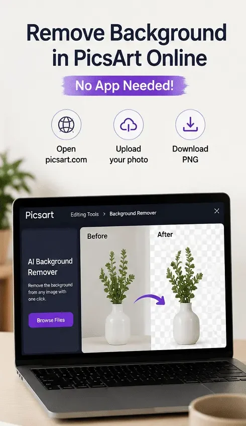 PicsArt background remover with transparent photo effect
