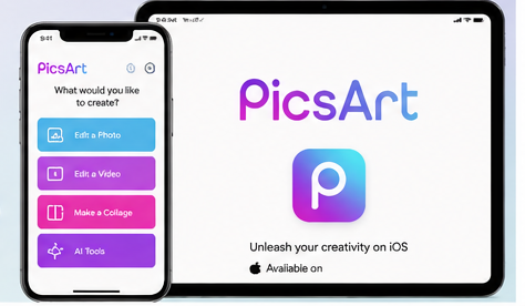 PicsArt for iOS with free access to photo editing tools, filters, stickers, and creative features